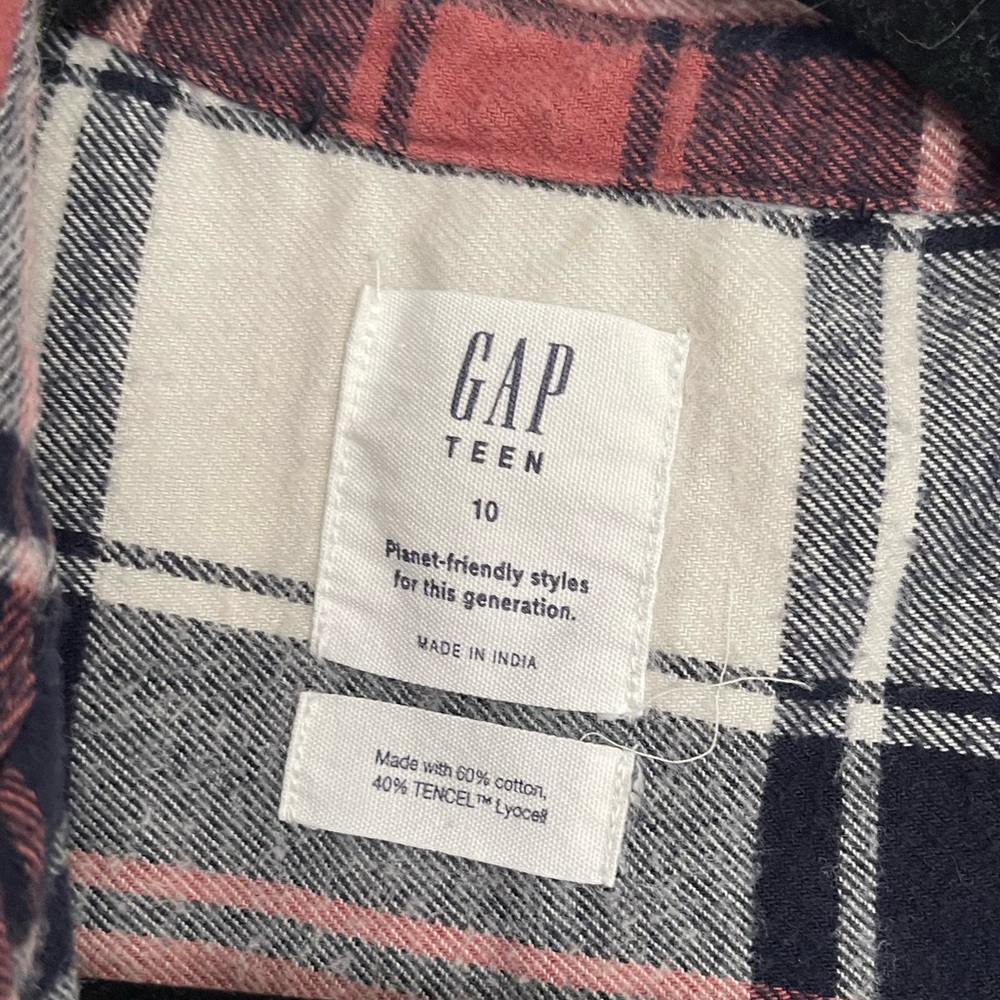 GAP Teen Plaid Shirt in Pink and Navy - Picture 4 of 4